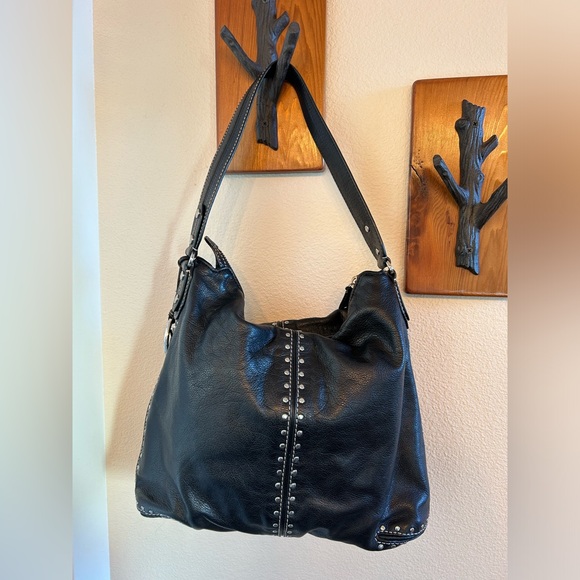 Michael Kors Black Pebbled Leather Studded Hobo - Picture 6 of 6